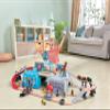 Hape Super Cityscape Transport Bucket Set | Wooden Toy Train Set with City Scenes, Plane, Battery-Powered Engine, for Children 3+ Years view 2