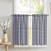 Zen Creative Designs Cotton Gingham Checkered Print Tier Window Valance 2 Piece Set Home Dcor Bedroom Nursery Kitchen Window (Navy) view 1