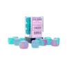 Gemini Dice Block | Set of 12 Size D6 Dice Designed for Board Games, Roleplaying Games and Miniature Games | Premium Quality 16 mm Dice | Luminary Gel Green, Pink and Blue Color | Made by Chessex view 1