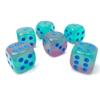 Gemini Dice Block | Set of 12 Size D6 Dice Designed for Board Games, Roleplaying Games and Miniature Games | Premium Quality 16 mm Dice | Luminary Gel Green, Pink and Blue Color | Made by Chessex view 2