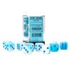 Gemini Dice Block | Set of 12 Size D6 Dice Designed for Board Games, RPGs & Miniature Games | Premium Quality 16 mm Dice | Luminary Pearl Turquoise, White & Blue Color | Made by Chessex (CHX26665) view 2