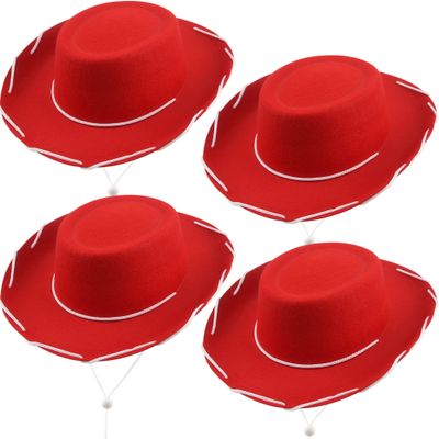 SGBETTER 4 Pack Cowboy Hats Children's Felt Cowboy Hat Woody Inspired Costume Hat Western Rodeo Style Hats for Western Theme Parties Halloween Birthday Christmas Accessory