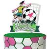 Girls Football Happy Birthday Cake Topper, Soccer Theme Birthday Party Decoration for Girls, Football World Cup Party Favor for Female Players Fans view 1