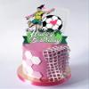 Girls Football Happy Birthday Cake Topper, Soccer Theme Birthday Party Decoration for Girls, Football World Cup Party Favor for Female Players Fans view 3