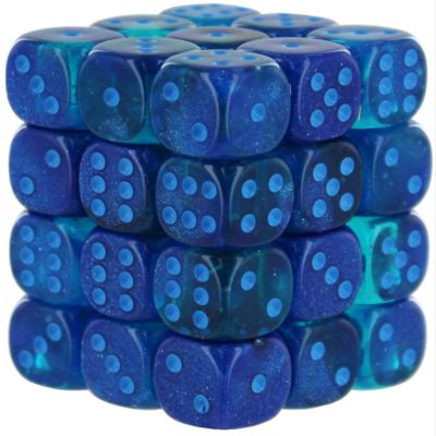 Chessex Dice Set 12mm Gemini: Blue/Light Blue Luminary Dice Block Dungeons and Dragons D&D DND TTRPG Dice Includes 36 Dice D6