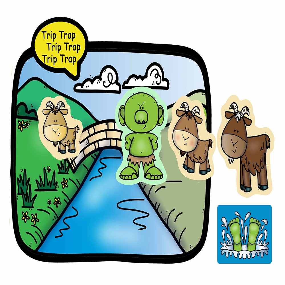 Billy Goats Gruff Felt Figures for Flannel Board Stories Kids