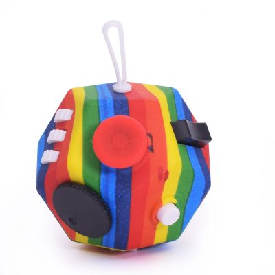 UOOEFUN Small Fidget Toys,12 Sided Cube Toys for Kids Adults with Anxiety ADHD Autism and Relief Stress (Rainbow)
