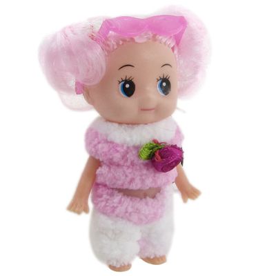Ruilogod Light Pink White Plush Clothes Designed Doll Pendant for Handbag