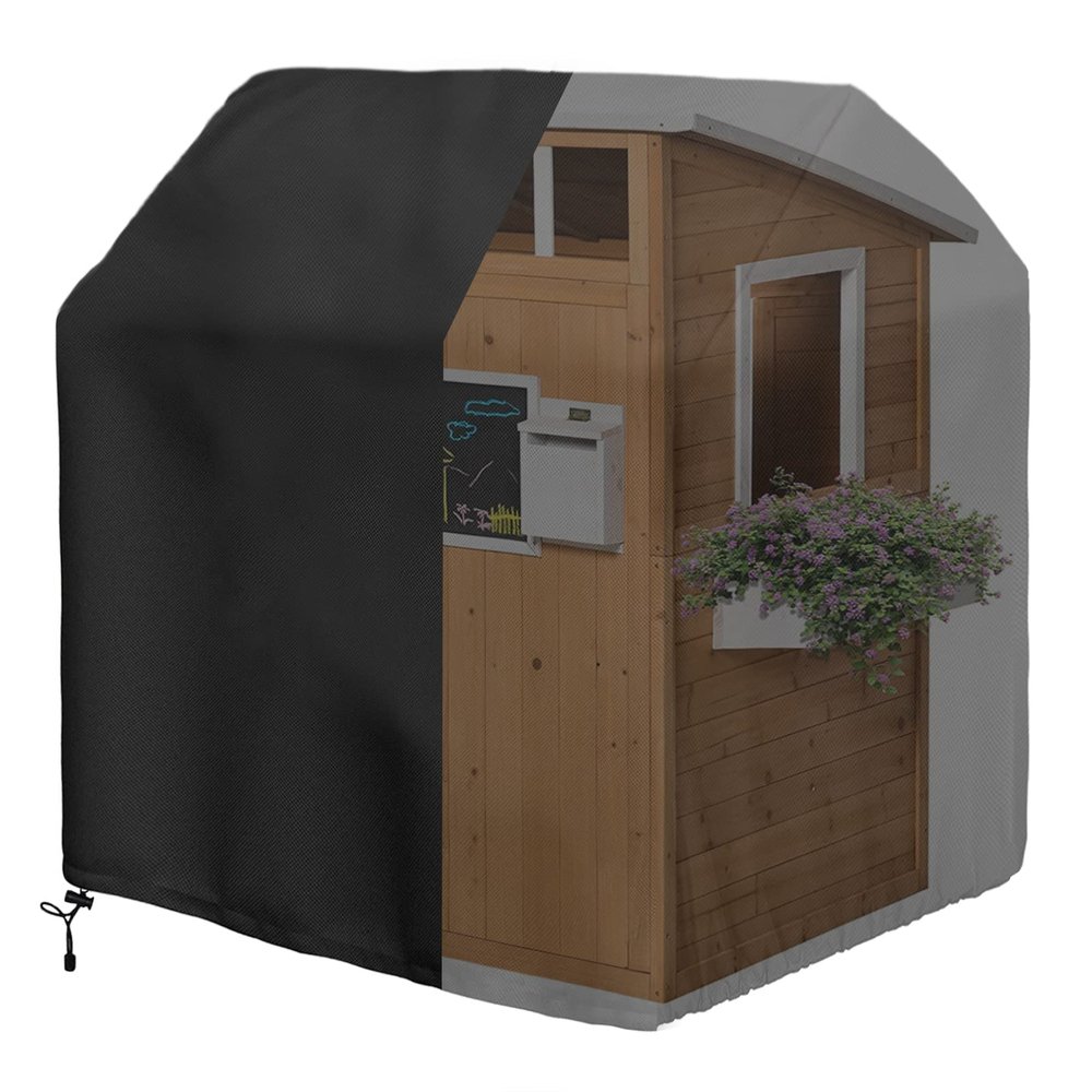 Iceberg Elf Outdoor Playhouse Covers Waterproof, Wooden Playhouse Cover, 50" L x 45" W x 55" H, Rainproof, Sun Protection dust, , 420D Heavy Duty Oxford Fabric, (Black)