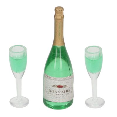 10 Sets Dollhouse Champagne Set, Lifelike PVC Dollhouse Champagne Bottle with Two Mini Champagne Glass DIY Miniature Simulation Model Dollhouse Decor