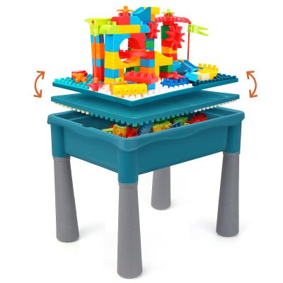 BEAURE 5-in-1 Multi Activity Sand Water Play Table, Double-Sided Kids Activity Table with Storage, 105pcs Marble Run Building Blocks Sensory Table for Kids Toddler Boys Girls