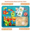 BEAURE 5-in-1 Multi Activity Sand Water Play Table, Double-Sided Kids Activity Table with Storage, 105pcs Marble Run Building Blocks Sensory Table for Kids Toddler Boys Girls view 4