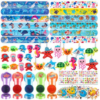 Moncinday 88Pcs Under the Sea Party Favors for Kids, Ocean Sea Animals Themed Party Supplies for Boys Girls, Cute Sea Animal Party Favors for Birthday Party Supplies School Rewards Prize for Kids
