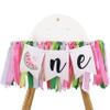 LINLULU Watermelon Highchair Banner, 1st Birthday Decorations for Girl, Fruits Theme, Red, Handmade, Reusable, Photo Prop, 80*8.75 inches view 1