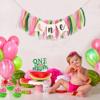 LINLULU Watermelon Highchair Banner, 1st Birthday Decorations for Girl, Fruits Theme, Red, Handmade, Reusable, Photo Prop, 80*8.75 inches view 3