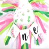 LINLULU Watermelon Highchair Banner, 1st Birthday Decorations for Girl, Fruits Theme, Red, Handmade, Reusable, Photo Prop, 80*8.75 inches view 4