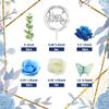 19 PCS Flower Cake Toppers Butterfly Happy Birthday Cake Decorations with Artificial Blue Rose Flowers Eucalyptus Butterflies for Party Wedding Baby Shower Supplies (Blue) view 2