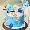19 PCS Flower Cake Toppers Butterfly Happy Birthday Cake Decorations with Artificial Blue Rose Flowers Eucalyptus Butterflies for Party Wedding Baby Shower Supplies (Blue) view 4