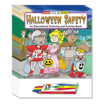 ZOCO  Halloween Safety Coloring Books for Kids  Gifts, Treat, Goodie Bag Filler, Party Favors  Mini Activities (50 Bulk Pack, With Crayons)