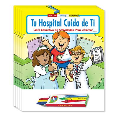 ZOCO  Your Hospital Cares About You (in Spanish) Coloring Books (50 Bulk Pack, with Crayons)  Educational Games, Puzzles, Activities for Kids
