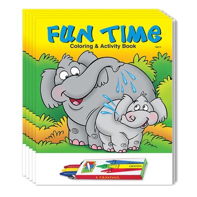 ZOCO  Fun Time Coloring Books (50 Bulk Pack, With Crayons)  Classroom Handout, Party Favors  Games, Puzzles, Activities for Kids