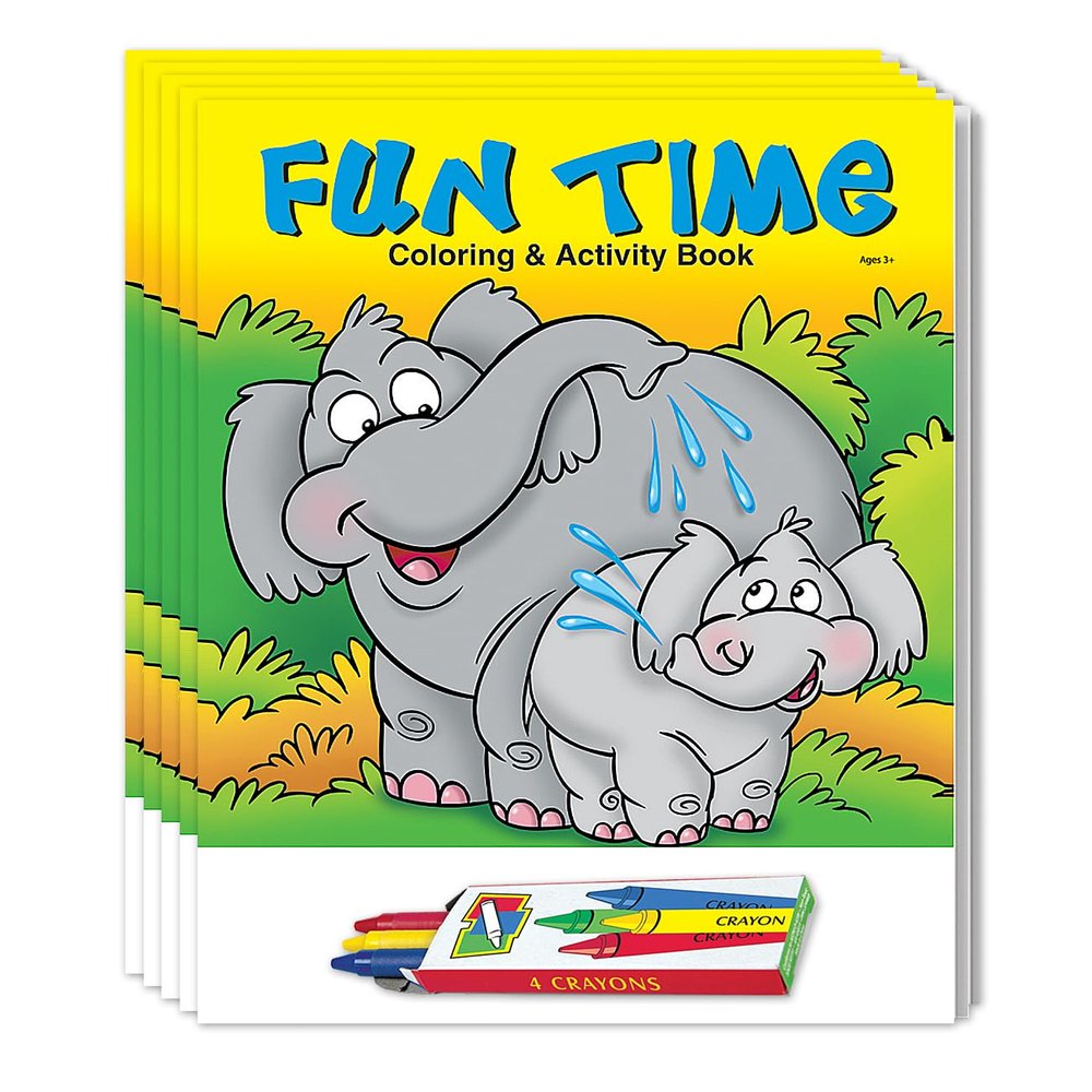 ZOCO  Fun Time Coloring Books (50 Bulk Pack, With Crayons)  Classroom Handout, Party Favors  Games, Puzzles, Activities for Kids