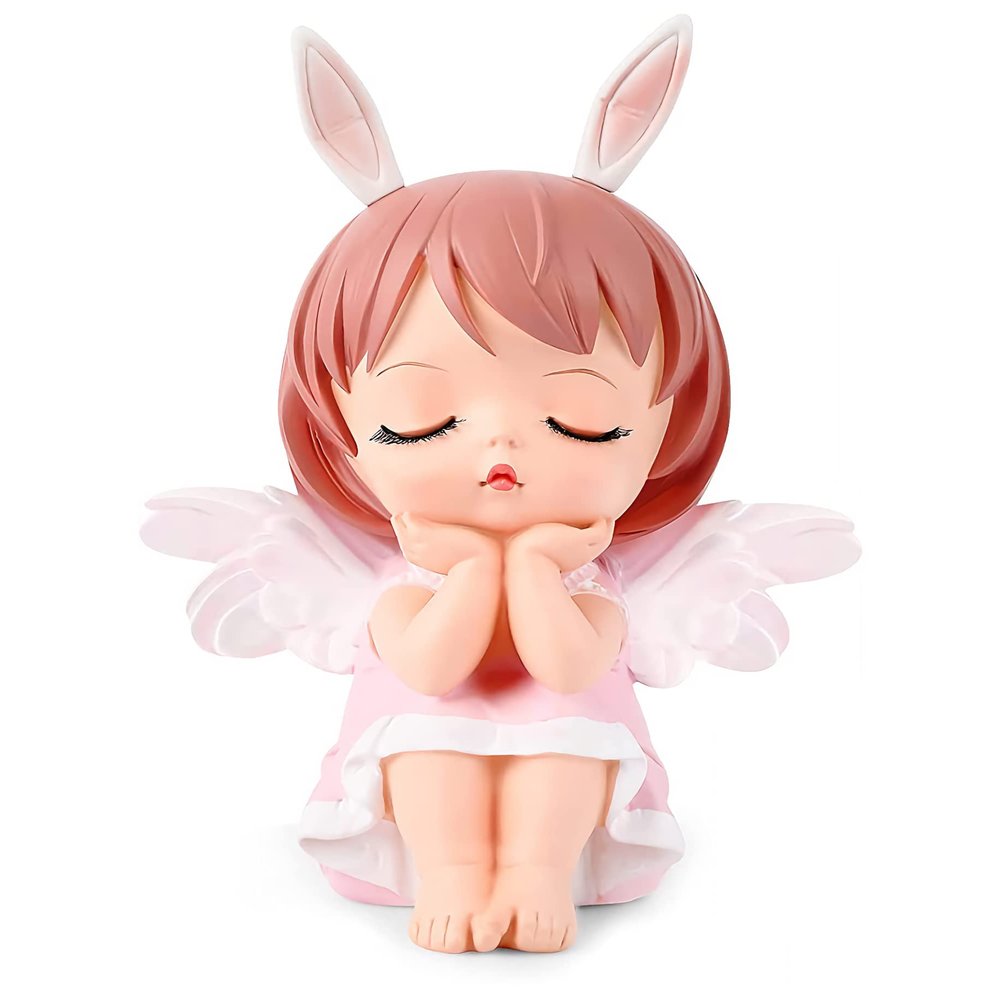 Guardian Angel Cute Piggy Bank for Girls Makes a Perfect Unique Gift, Nursery Dcor, Keepsake, Baby Baptism Gift, or Savings Piggy Bank for Kids Pink