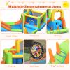 OLAKIDS Inflatable Water Slide, 7 in 1 Bounce House with 2 Slides Climbing Wall Splash Pool 2 Ring Columns Water Gun, Outdoor Water Park Inflatable Obstacle Course with Carrying Bag Blower view 3