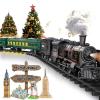 Electric Train Sets for Boys Girls Metal Alloy Christmas Trains Toys Steam Locomotive, Passenger Carriages, Tracks, Light & Sounds Rechargeable Birthday Gifts for Kids 3 4 5 6 7 8 + Years Old Green  view 1