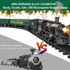 Electric Train Sets for Boys Girls Metal Alloy Christmas Trains Toys Steam Locomotive, Passenger Carriages, Tracks, Light & Sounds Rechargeable Birthday Gifts for Kids 3 4 5 6 7 8 + Years Old Green  view 2