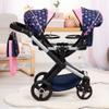Bayer: Xeo Twin Pram: Stars Navy & Pink - Matching Handbag, Adjustable Handle, Dolls Up to 20", Ages 3+ | Baby Dolls | Pretend | Dress up view 2