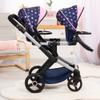 Bayer: Xeo Twin Pram: Stars Navy & Pink - Matching Handbag, Adjustable Handle, Dolls Up to 20", Ages 3+ | Baby Dolls | Pretend | Dress up view 3