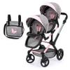 Bayer: Xeo Twin Pram - Butterfly Grey & Pink - Matching Handbag, Adjustable Handle, for Dolls Up to 20" view 1