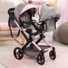 Bayer: Xeo Twin Pram - Butterfly Grey & Pink - Matching Handbag, Adjustable Handle, for Dolls Up to 20" view 3