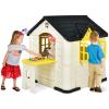 Costzon Playhouse for Kids, Outdoor Garden Games Cottage w/Working Doors & Windows, Pretend Toy House w/Picnic Table, 7 PCS Toy Set & Tray, Waterproof Cover, Gift for Boys & Girls Ages 3+ (Yellow) view 1