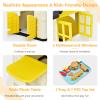 Costzon Playhouse for Kids, Outdoor Garden Games Cottage w/Working Doors & Windows, Pretend Toy House w/Picnic Table, 7 PCS Toy Set & Tray, Waterproof Cover, Gift for Boys & Girls Ages 3+ (Yellow) view 2