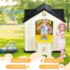 Costzon Playhouse for Kids, Outdoor Garden Games Cottage w/Working Doors & Windows, Pretend Toy House w/Picnic Table, 7 PCS Toy Set & Tray, Waterproof Cover, Gift for Boys & Girls Ages 3+ (Yellow) view 4