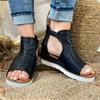 ZBYY Sandals for Womens Casual Open Toe Wedge Sandals Summer Dressy Beach Cutout Ankle Strap Roman Platform Sandals view 3