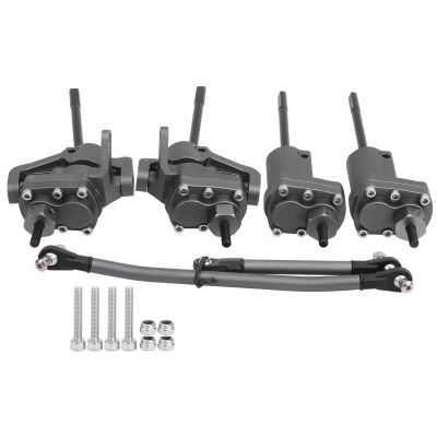 Alomejor RC Portal Axle Conversion Kit for scx10, Aluminum Alloy Shell Steering Rod Hardened Steel Gear and Drive Shaft Bearing (Color)