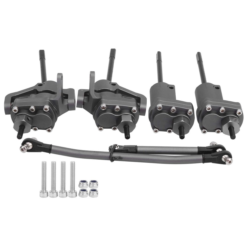 Alomejor RC Portal Axle Conversion Kit for scx10, Aluminum Alloy Shell Steering Rod Hardened Steel Gear and Drive Shaft Bearing (Color)