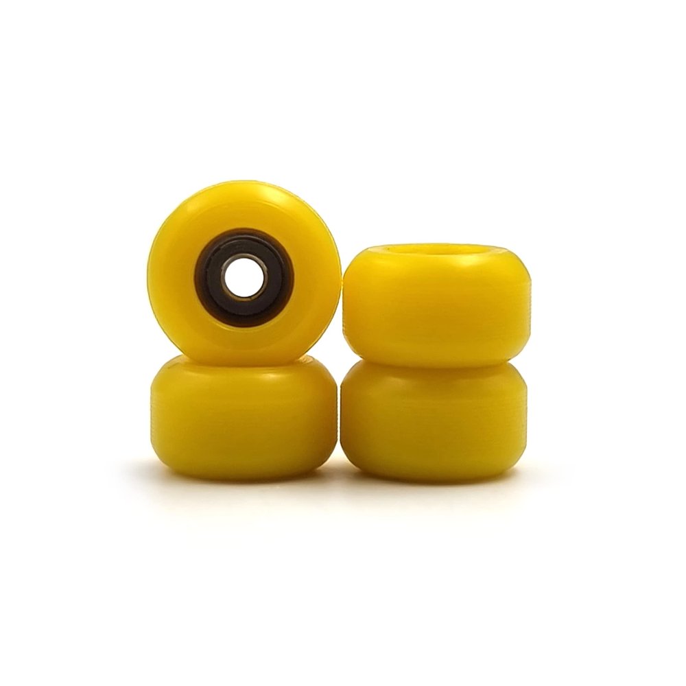 SPITBOARDS Fingerboard Bearing Wheels, CNC Polyurethane, Set of 4, Yellow