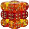 Gemini Dice Block | Set of 12 Size D6 Dice Designed for Board Games, Roleplaying Games and Miniature Games | Premium Quality 16 mm Dice | Translucent Red, Yellow and Gold Color | Made by Chessex view 1