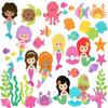 Mermaid Friends Ocean Life Flannel/Felt Board Figures Story Kids Preschool Fun (Figures Only no Background) view 1