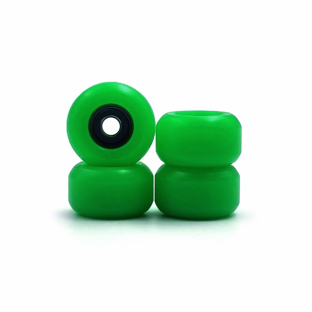 SPITBOARDS Fingerboard Bearing Wheels, CNC Polyurethane, Set of 4, Green