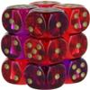 Chessex: Gemini: 16mm d6 Translucent Red-Violet/Gold Dice Block (12 Dice) view 1