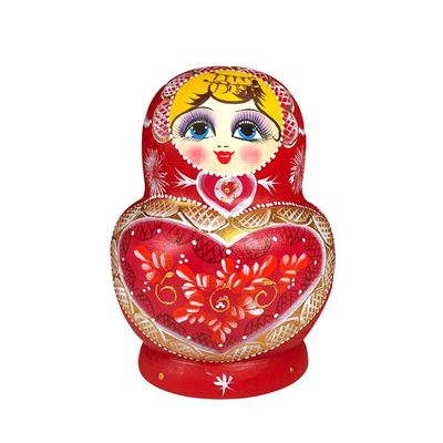 ADIE Russian Nesting Dolls Russian Nesting Dolls Wooden Matryoshka 15-Piece Heart-Shaped Round Belly Matryoshka Dolls Handmade Painted for Wedding Gifts Matryoshka Nesting Dolls (Color : A)