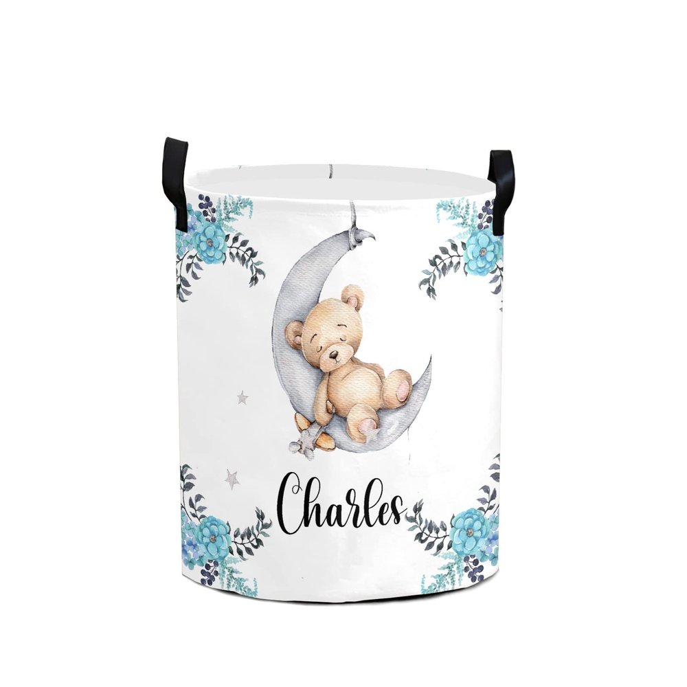 Custom Baby Laundry Basket Personalized Basket for Kids Laundry Hamper Personalized Collapsible Laundry Hamper Dirty Clothes Storage Basket with Handle for Bedroom (Color 16)