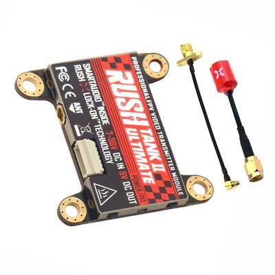 SoloGood FPV VTX Rush Tank III RUSHFPV 5.8G FPV Video Transmitter 30 * 30mm PIT/25/200/500/800mW Switchable with Foxeer Antenna for FPV Racing Drone (Red Antenna)