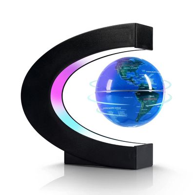 Flagest Magnetic Levitation Floating Globe, Levitating C Shape Globe with LED Lights for Education Home Office Desk Bookshelf Decor, Holiday Anniversary Creative Gift(3.3 Inches)