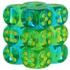 Gemini Dice Block | Set of 12 Size D6 Dice | Designed for Board Games, Roleplaying Games & Miniature Games | Premium Quality 16 mm | Translucent Green-Teal Yellow Color | Made by Chessex view 1
